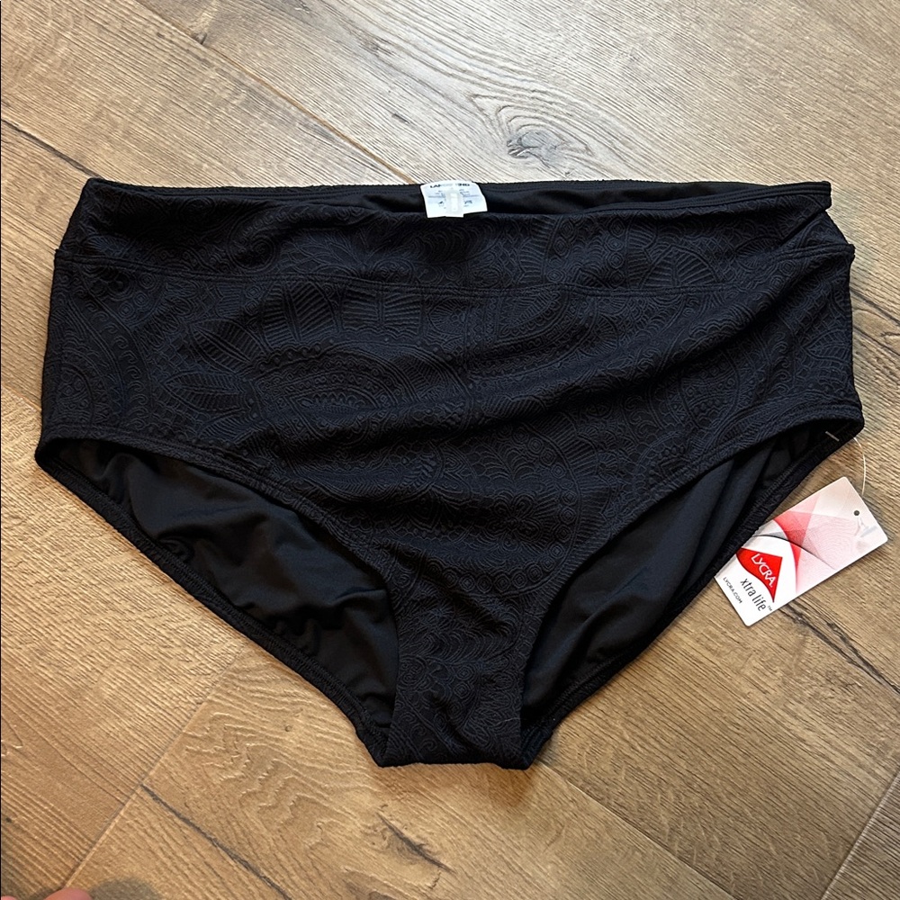 Lands’ End Black High-Waist Swim Briefs